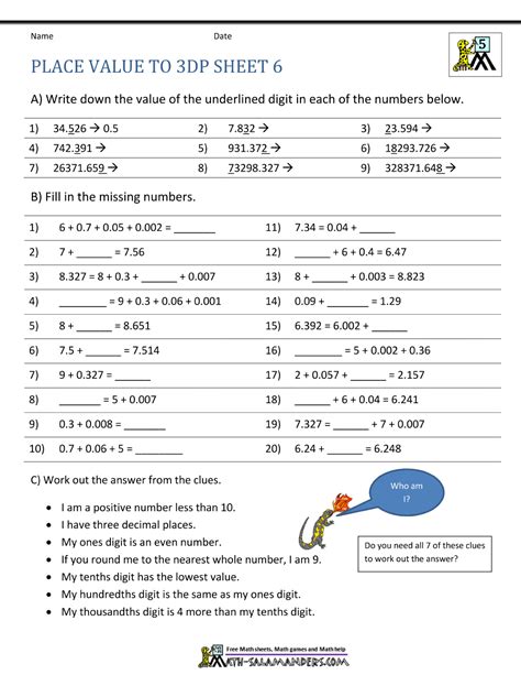 decimal place value chart worksheets worksheets hot sex picture