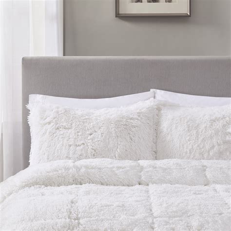 Mainstays Fluffy Faux Fur 3 Piece Super Soft Comforter Set Fullqueen