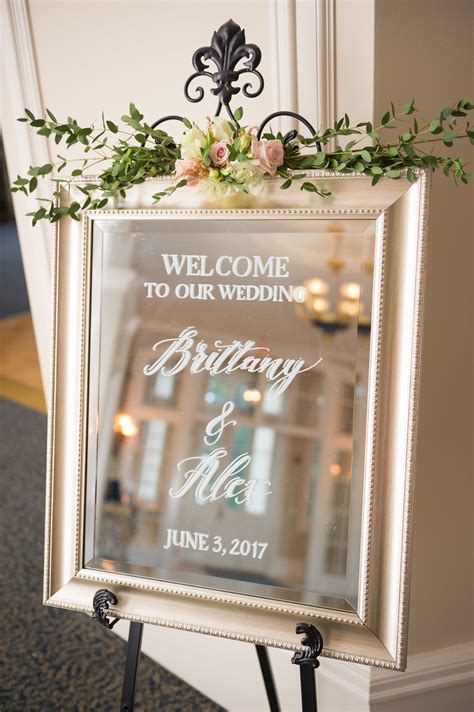 Wedding Welcome Sign On Silver Mirror Welcome To Our Wedding Custom