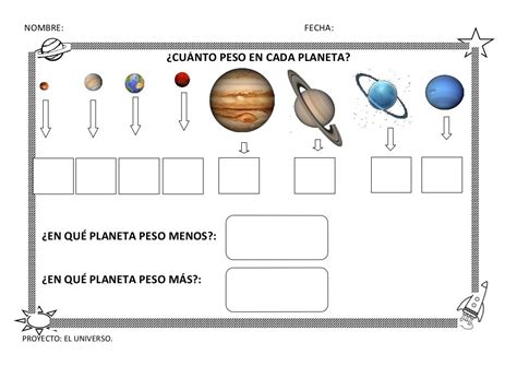 Fichas Sobre El Sistema Solar Manualidades Universo Sistema Solar My