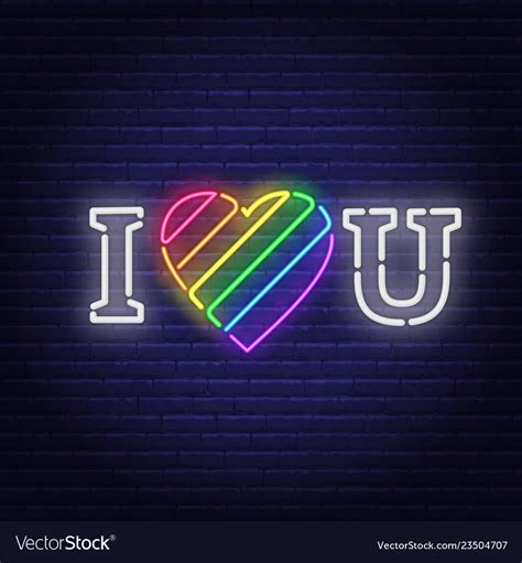 I Love You Neon Lettering The Heart Is Painted In Vector Image