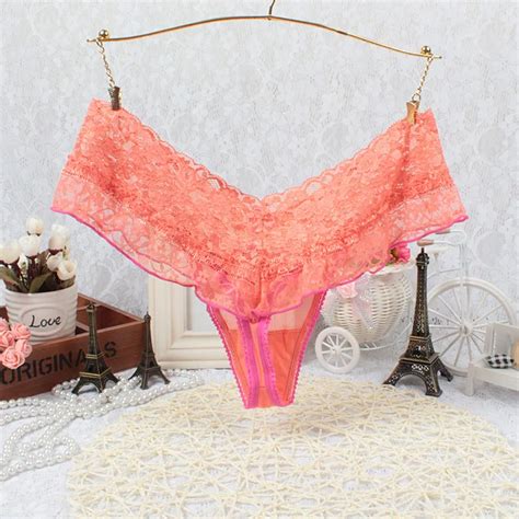 Sexy Floral Lace Thongs For Women Sheer Lady Panties Underwear French