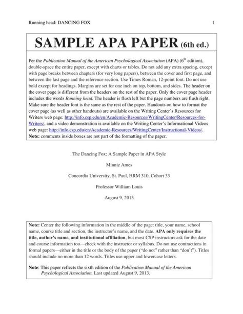 Sample Apa Papers Free 6 Sample Apa Format Title Page Templates In