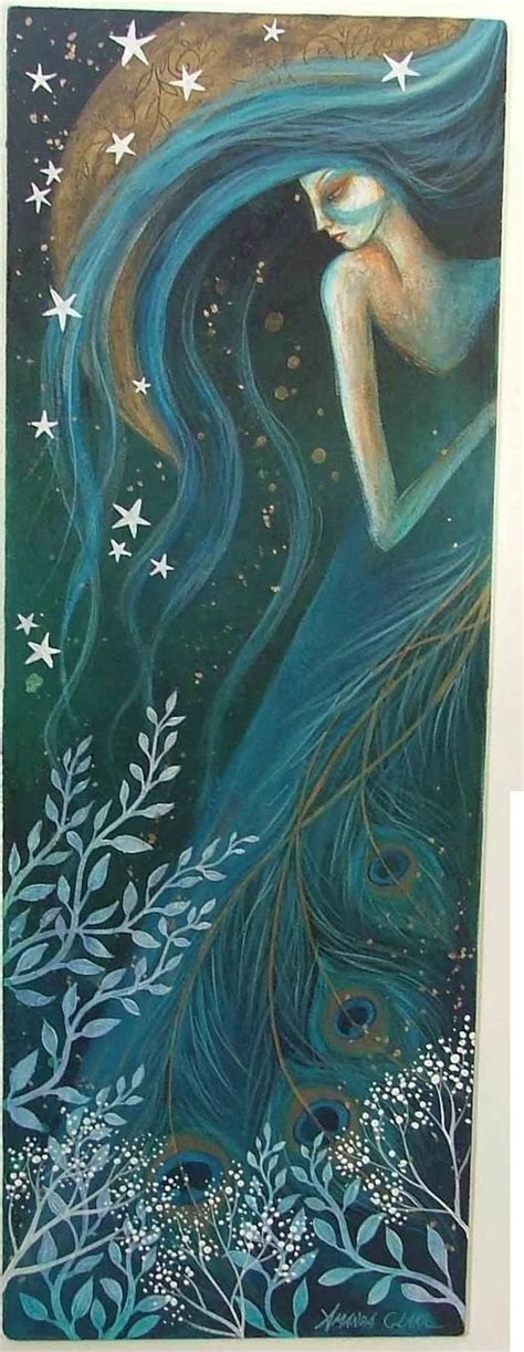 earth angels art amanda clark frosty days and yule teal stars long hair art and