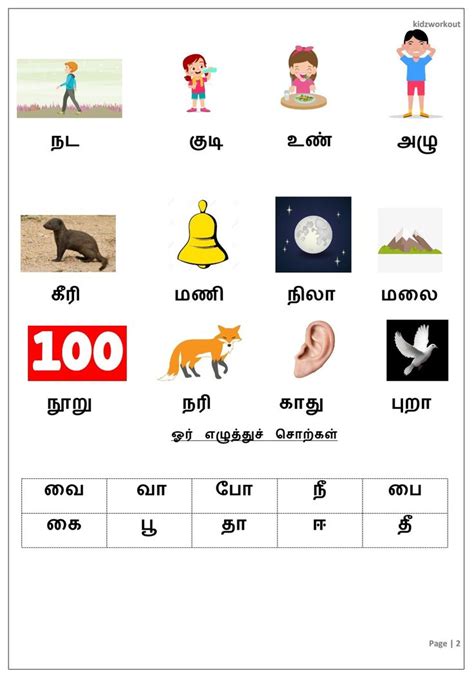 Tamil Two Letters Words Part 4 Kindergarten Reading Worksheets