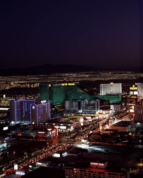 Nighttime Aerial View Of The Las Vegas Strip Las Vegas Nevada