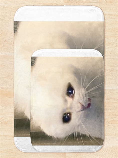Crying Cat Meme Bath Mat By Cherrygloss Redbubble