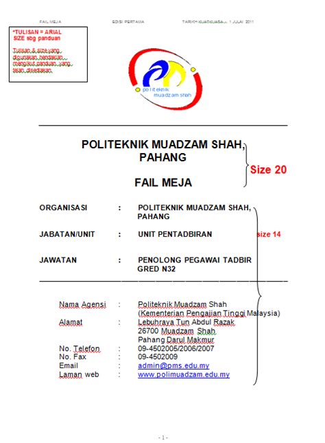 Ketua jabatan dan fail meja. PMS! Penyeragaman Fail Meja (Format terkini Fail Meja)