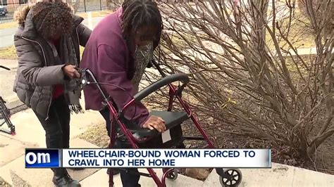 Wheelchair Bound Woman Forced To Crawl Into Her Home Youtube