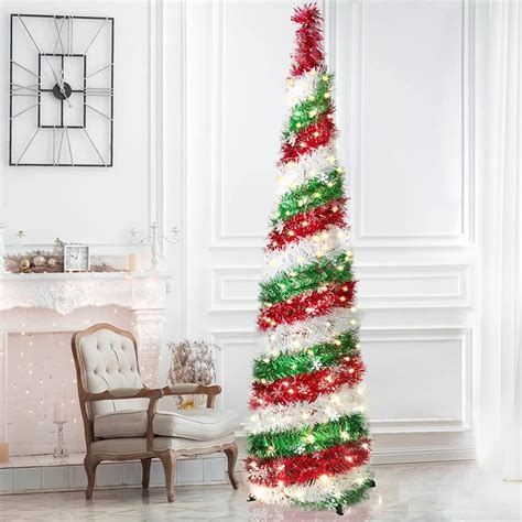 Pop Up Tinsel Collapsible Christmas Tree Best Pop Up Christmas Trees