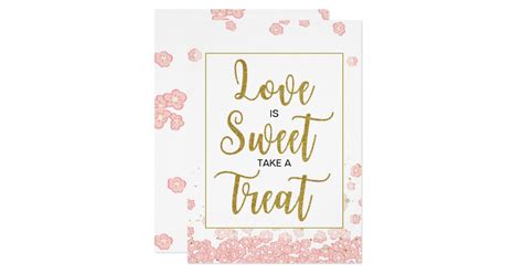 love is sweet bridal shower sign pink and gold invitation