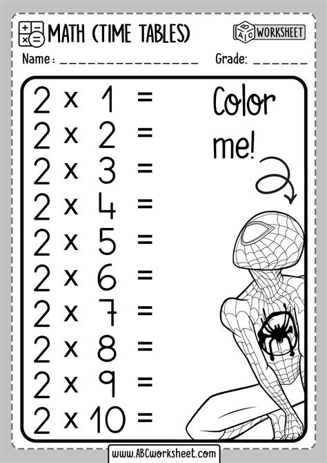 Free Printable Times Table Worksheets Second Grade