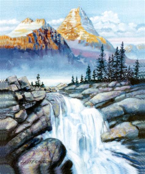 Mountain Waterfall Paintings By John Lautermilch Paintings And Prints