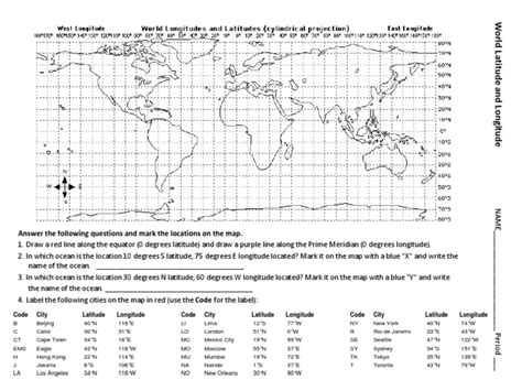 World Latitude And Longitude Worksheet Pdf Pdf