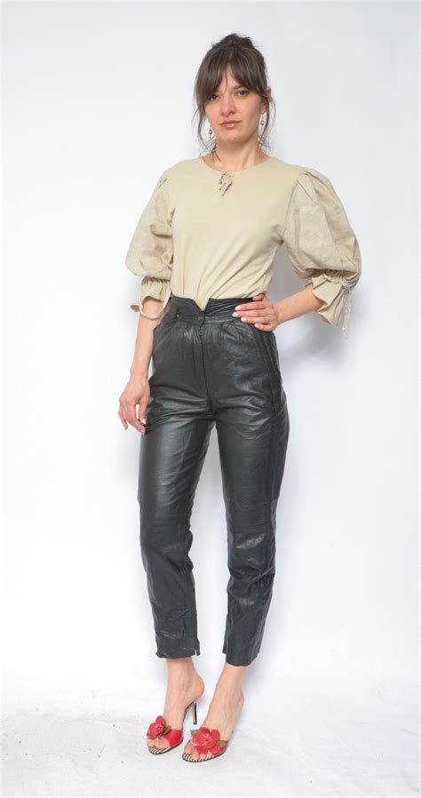 Vintage Leather Pants 42 Leather Pants Faux Leather Vintage Leather