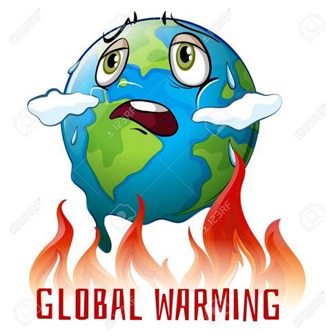 Global Warming Poster With Earth On Fire Illustration Stock Vector