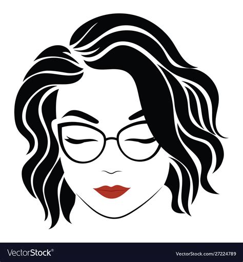 Portrait A Girl With Glasses Head Royalty Free Vector Image