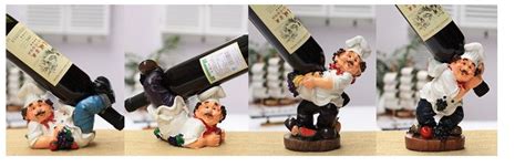 Wine Holder French Chef Waiter Bottle Statue Rack A Set Of Four New