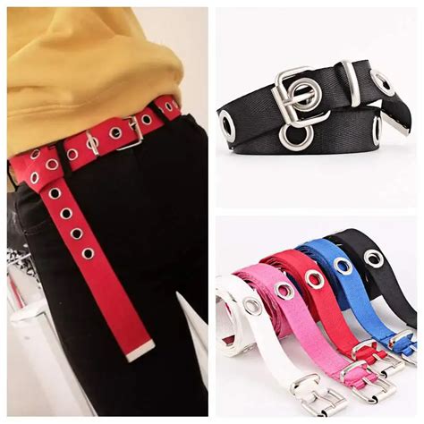 Women Canvas Belt Hollow Out Metal Hole Belt Ladies Girls Casual Solid