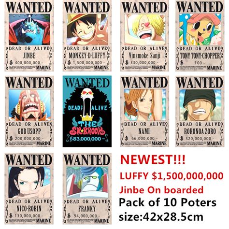 10 Pcslot One Piece Wanted Posters Newest Anime Poster