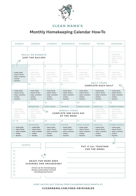 Free February 2022 Homekeeping Calendar Clean Mama