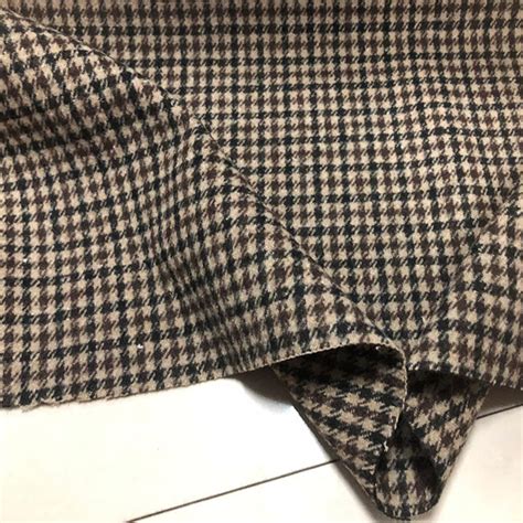 Houndstooth Plaid Wool Fabric Woolen Fabric By The Yard Etsy