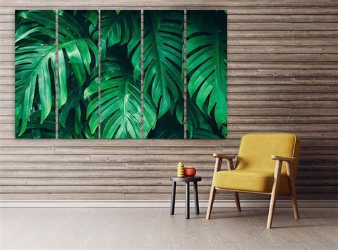 Huge Tropical Leaves Wall Art Paintings On Canvas Home Etsy