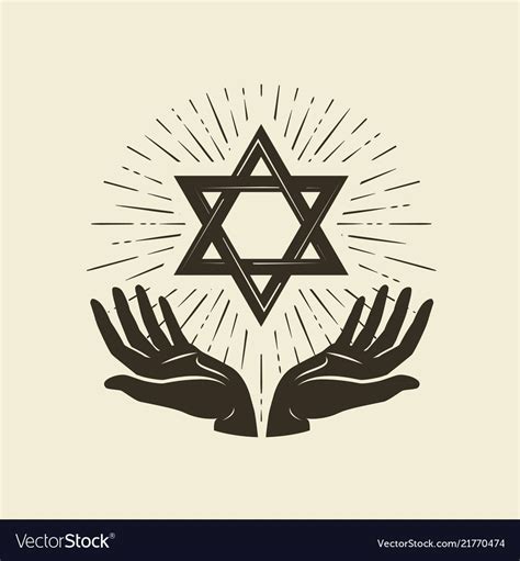 Star Of David Symbol Israel Or Judaism Emblem Vector Image On