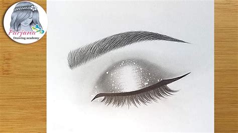 Glittery Closed Eye Pencil Sketch Tutorial For Beginners How To