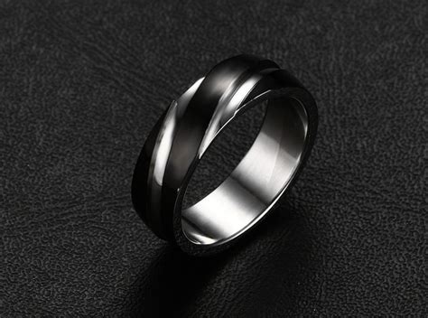 black stainless steel promise rings for couples matching etsy