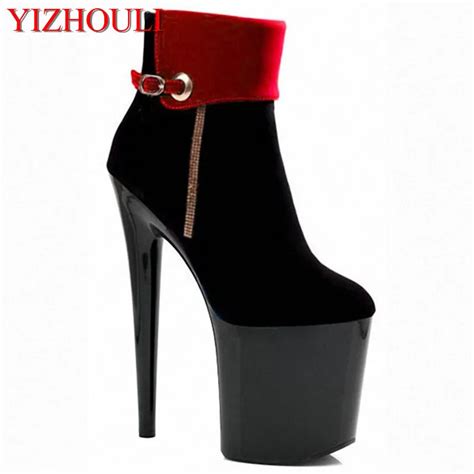 fashionable women s sexy banquet thick heels high heels 17 20 cm high heels in ankle boots