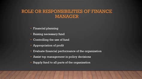 Managers must strive to understand how company funds are invested and to ensure that these investments earn a good return for the firm. Role of financial manager - YouTube