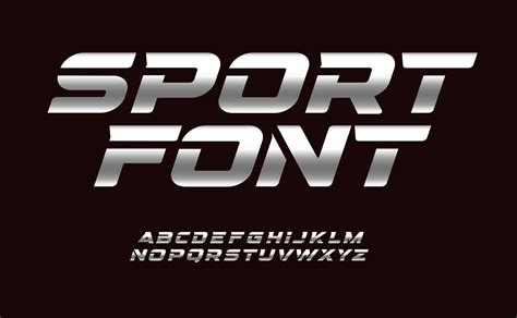 Sport Font With Chrome Texture Trendy Letters Design For Sport