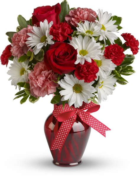 Hugs And Kisses Bouquet With Red Roses White Daisy Bouquet Red Rose