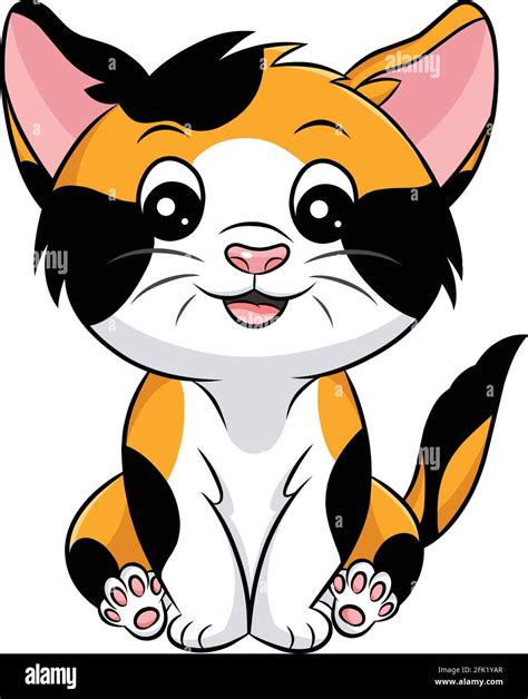 Cute Calico Cat Cartoon Vector Illustration Stock Vector Image And Art