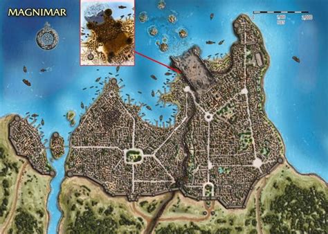 Magnimar Map With The Shadow Fantasy City Map Steampunk City
