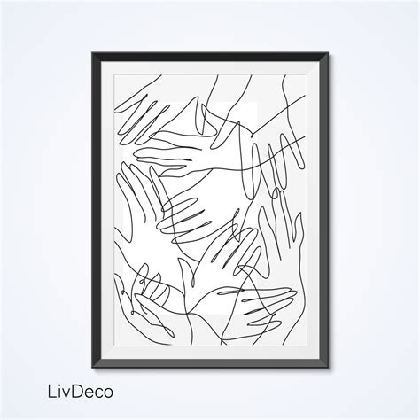 Abstract Hands Line Drawing Wall Art Print Minimalist Etsy