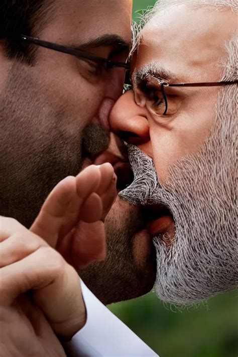 Narendra Modi Kissing Rahul Gandhi Closeup India Stable Diffusion