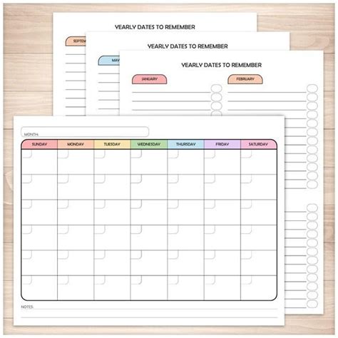 Modern Blank Monthly Calendar Rainbow Full Page With Bonus Yearly