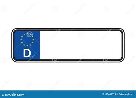 Germany Blank License Plate With Free Copy Space Place For Text And