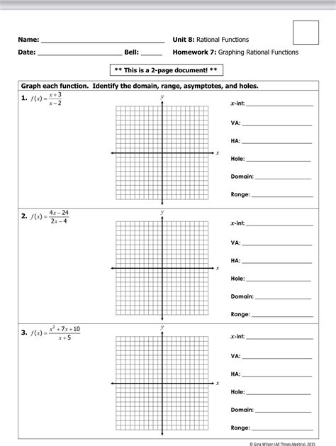 Solved Name Unit 8 Rational Functions Date Bell Homework 7