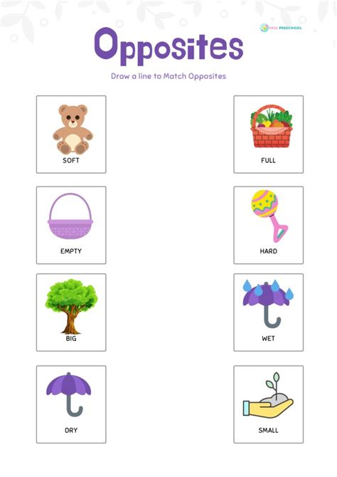 Opposite Words Worksheet For Preschool Kindergarten Opposites