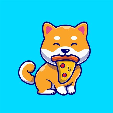 Premium Vector Cute Shiba Inu Dog Eating Pizza Cartoon Icon Illustration