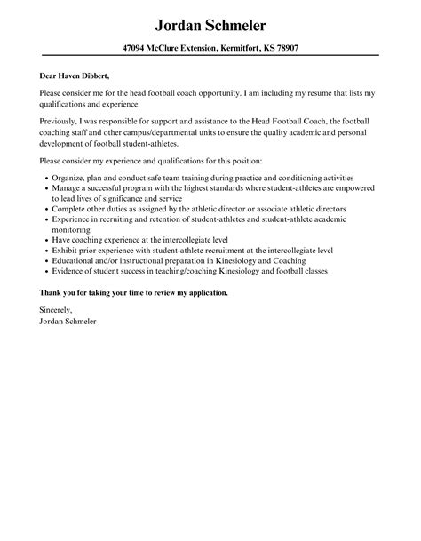 Head Football Coach Cover Letter Velvet Jobs