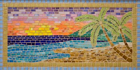 Sunset Pictures At The Beach Mosaic Paradise Glass Mosaic Beach Scene