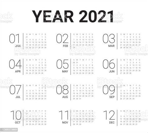 2021 年日曆向量設計範本向量圖形及更多2021圖片 2021 乾淨 插圖 Istock