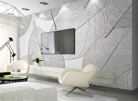 Vintage Photo Wallpapers 3d Geometric Leaf Wall Murals White Black