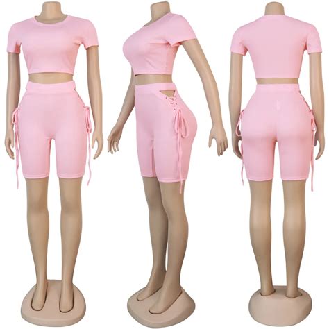 short 2 piece set for women ribbed crop top and shorts suit two piece outfit tracksuit 2pc