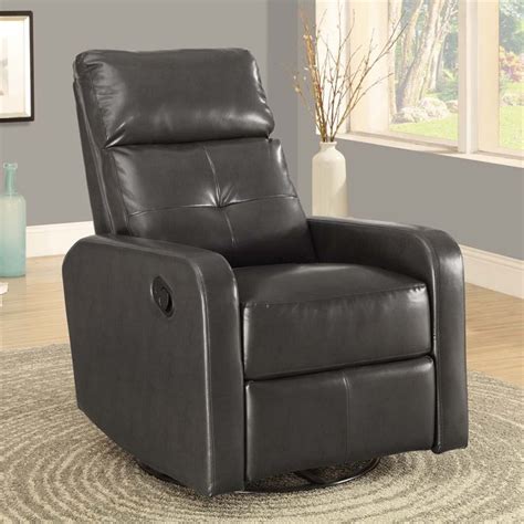Leather Swivel Glider Recliner In Charcoal Gray I8085gy