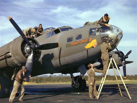 Members Of The Flight And Ground Crews Of A B 17 Bomber Named Honey